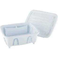 Camco Heavy-Duty Plastic 9.50 In. X 11.69 In. White RV Dish Drainer