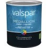 Valspar Medallion 100% Acrylic Paint & Primer Flat Interior Wall Paint, White, 1 Qt. -Home Paint Tools Shop ItemImage 773775 q5x1fn ddkgnk 1mtgqh