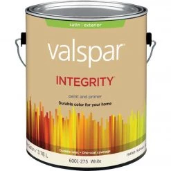 Valspar Integrity Latex Paint And Primer Satin Exterior House Paint, White, 1 Gal.