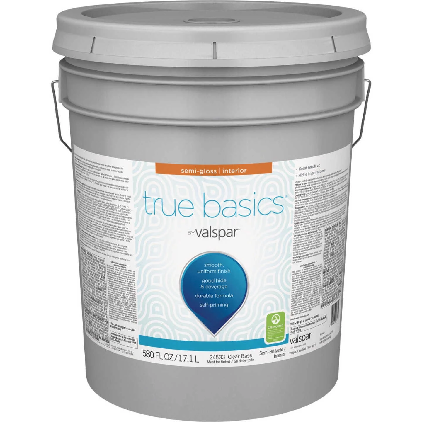 True Basics By Valspar Semi-Gloss Interior Paint, 5 Gal., Clear Base 3 True Basics By Valspar Semi-Gloss Interior Paint, 5 Gal., Clear Base